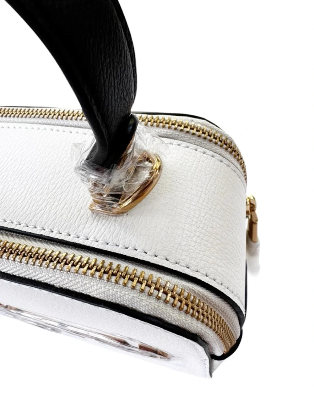 NWT Karl Lagerfeld Paris SIMONE CAMERA Crossbody Bag Logo Strap White with Gold